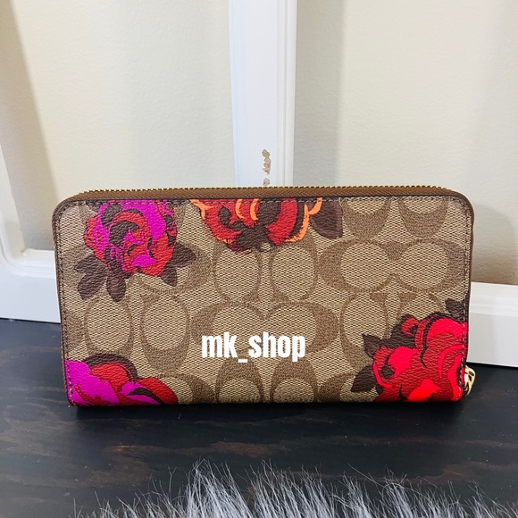 COACH Jumbo Flower Signature Zip Wristlet Wallet - Picture 5 of 14